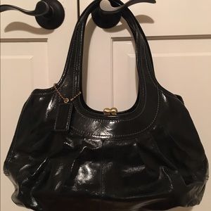 Coach Patent Leather Black Hobo Bag